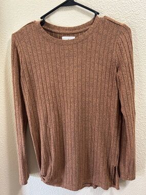 Lou & Grey Ribbed Crewneck Sweater - Rust